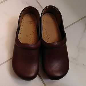 Dansko brown leather clogs